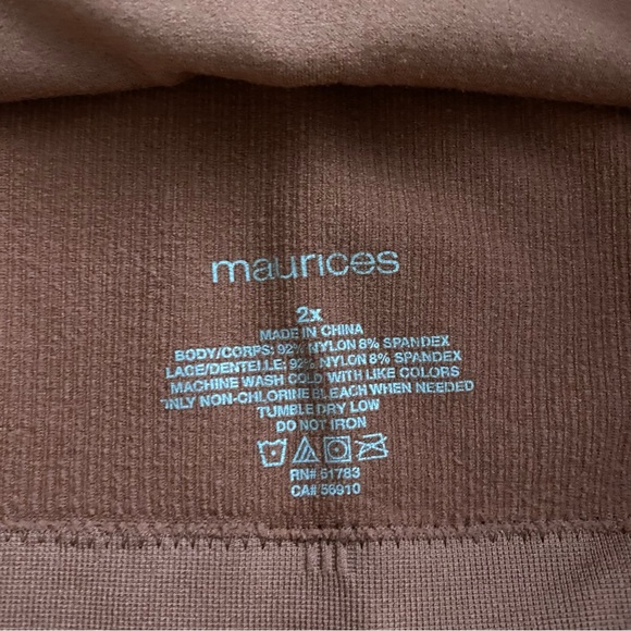 Maurices Women's Size 2X Rusty Pink Orange Floral Lace Trim V-Neck Bralette - Picture 2 of 4